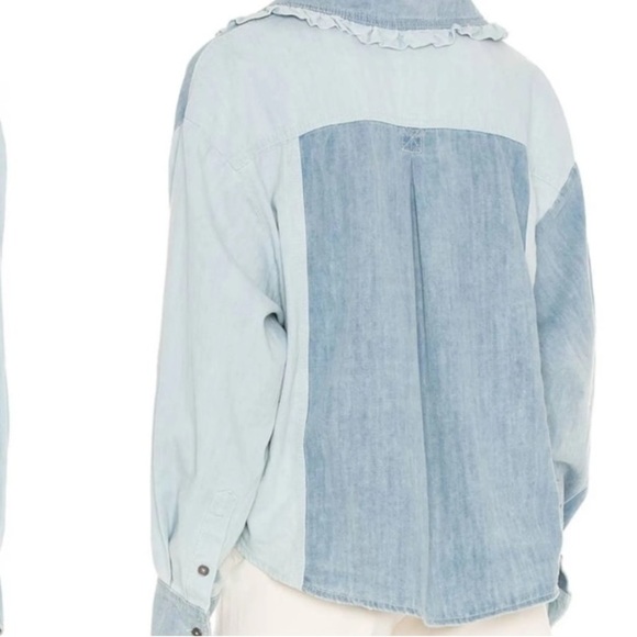 Free People Daisy Baby Button Down Top in Blue Combo - Picture 8 of 8